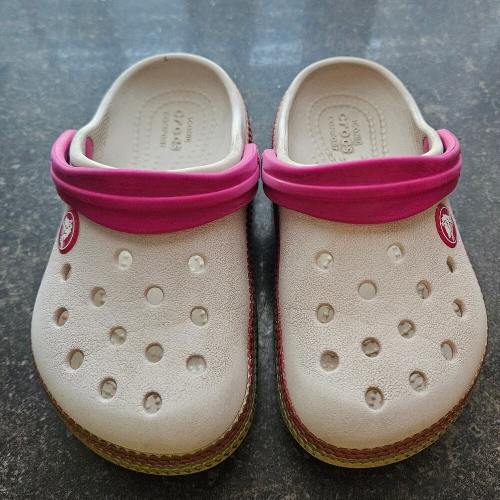 Kids Pink and White Clogs
